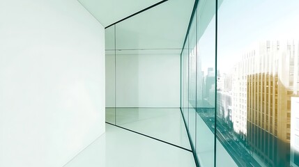 Obraz premium Modern Minimalistic Concrete Coworking Office room with Blank Walls, High Ceilings,and Mockup Frame