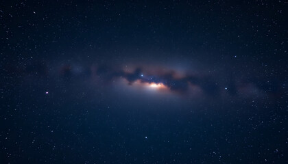 Fototapeta premium From below of dark night sky with glowing stars and Milky Way galaxy isolated with white highlights, png