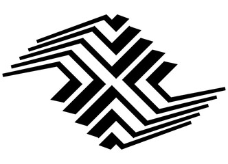 Abstract vector pattern of broken black retro lines on a white background. Modern design element. Trendy vector background. Interior decor. Stamp