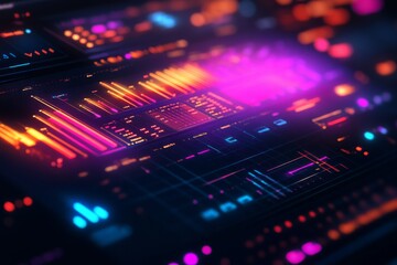 Obraz premium Colorful timeline chart, futuristic and sleek, vibrant hues, conceptual art
