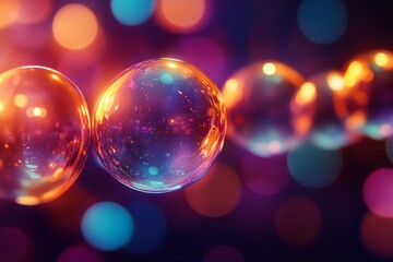 Colorful bubble chart, neon colors, conceptual design, futuristic feel