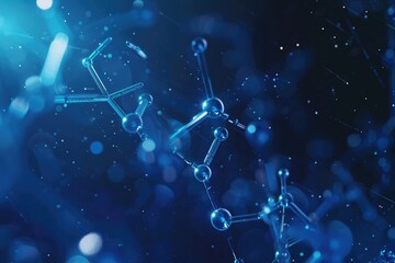 Blue futuristic background with chemical structural formulas