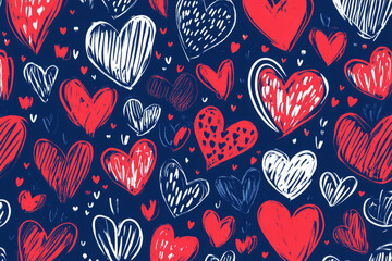 valentine's day love abstract red and white hearts on a blue background