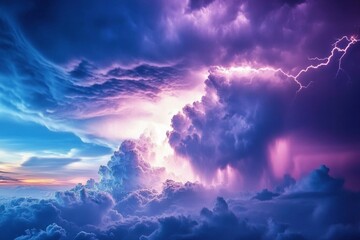 Obraz premium Dramatic clouds featuring flashes of lightning and booming thunder sounds in the atmosphere