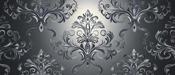 Elegant Damask Pattern in Shades of Silver