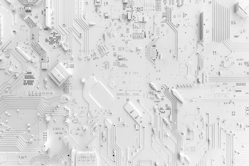 White PCB background with space for text. Technology theme.