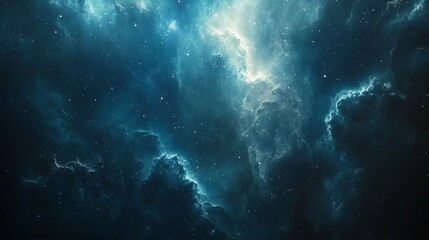 Fototapeta premium Space background with glowing nebula and distant stars, creating a vast universe image for science fiction or astronomy projects.