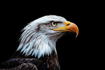 Naklejka premium eagle profile portrait on black background