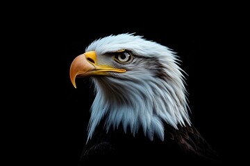 Obraz premium eagle profile portrait on black background