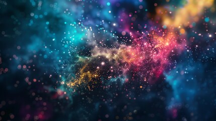 Fototapeta premium Colorful cosmic nebula with glowing particles