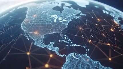 Global stock market analysis with profit trends and financial data overlay, high-tech design