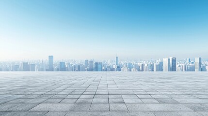 Fototapeta premium In a futuristic city, a photo of an empty street from the ground is taken in 16:9 aspect ratio, shot from the ground