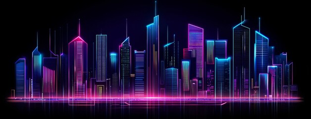 A dazzling display of urban innovation and technological advancement in a mesmerizing panorama of a futuristic city lit by neon lights.