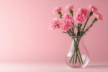 Fototapeta premium pink carnations a perfect arrangement in a vase