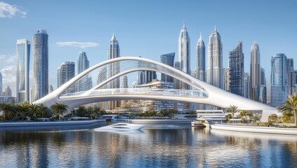 Obraz premium Modern skyscrapers and sleek architecture define a futuristic city