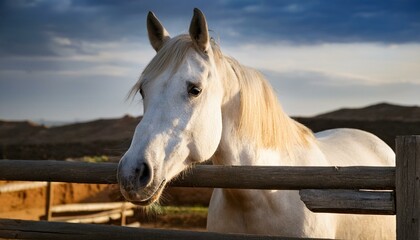 Naklejka premium white horse mammal animal, AI generated