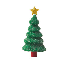 Obraz premium Sparkling Green Christmas Tree with Golden Star Clipart PNG