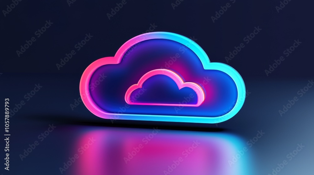 Poster an icon of a cloud over a futuristic cityscape representing the integration of cloud computing and d