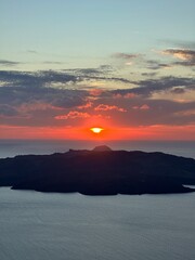 Santorini Sunset Over the Caldera with Vibrant Sky Colors