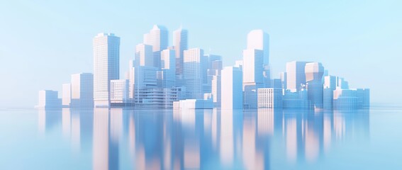 Fototapeta premium Modern city design futuristic urban landscape with clean lines eco-friendly structures and soft lighting