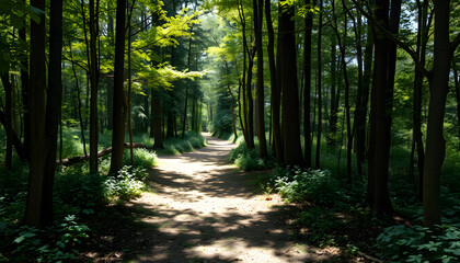 Obraz premium path in the garden forest isolated with white highlights, png