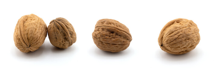Walnuts isolated on white background with clipping path, collection
