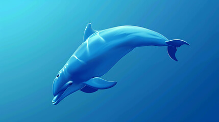 Fototapeta premium A bottlenose dolphin gracefully glides through the deep blue ocean. Its sleek body and playful nature make it a joy to behold.