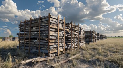 The temporary fence belonging to Hera is stacked neatly in a pile.