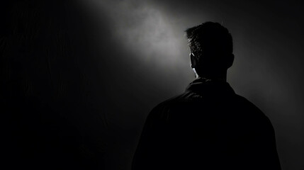 A dark and mysterious figure stands alone in a spotlight. Who is he? What is he doing? The possibilities are endless.
