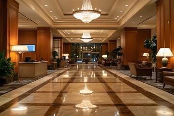Modern Minimalistic Concrete Coworking Office room with Blank Walls, High Ceilings,and Mockup Frame