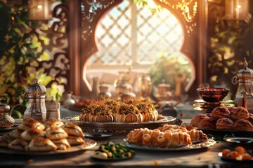 Obraz premium Eid al Adha Mubarak concept for restaurant or food brand