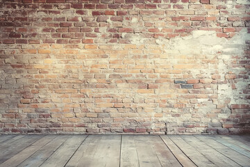 charming rustic brick wall and wooden floor backdrop for elegant interiors