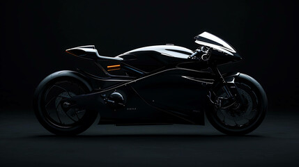 Fototapeta premium The dark knight of the road. A sleek and powerful motorcycle with a futuristic design.