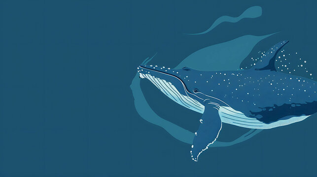 Blue whale illustration. The largest animal on earth. Vector illustration.