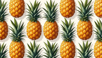 Vivid pineapple pattern on a light background for design purposes