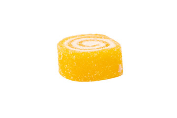 Jelly sweet candy roll isolated on a white background. Marmalade candy.
