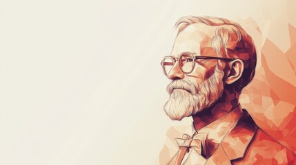 Artistic portrait of an elderly man with glasses