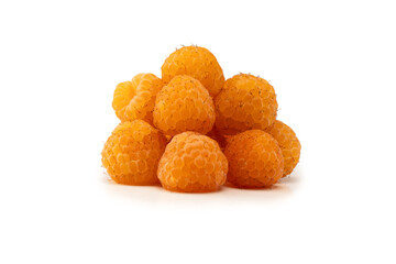 Tasty fresh raspberry isolated on a white background. Top view.