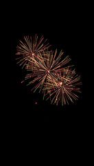 Fototapeta premium fireworks exploding in the air against a black sky isolated with white highlights, png
