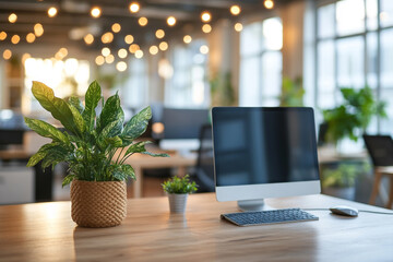 Fototapeta premium motion blur background of modern office interior design contemporary workspace for creative business defocus long exposure shake jerk