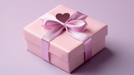 Obraz premium Romantic Pink Gift Box with Heart-Shaped Adornment