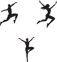 Silhouette of person Jumping different pose vector