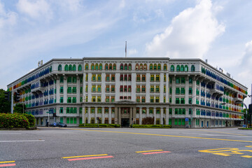 Old Hill Street Police Station, Singapore - Now used as Ministry of Culture, Community and Youth, as well as Ministry of Communications and Information, painted in famous rainbow colours.