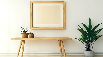 Fototapeta premium Modern Minimalistic Concrete Coworking Office room with Blank Walls, High Ceilings,and Mockup Frame