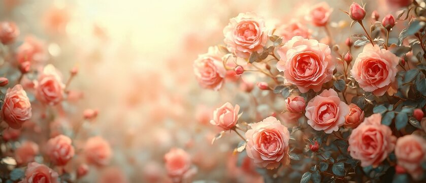 Soft Pink Roses in Sunlit Garden
