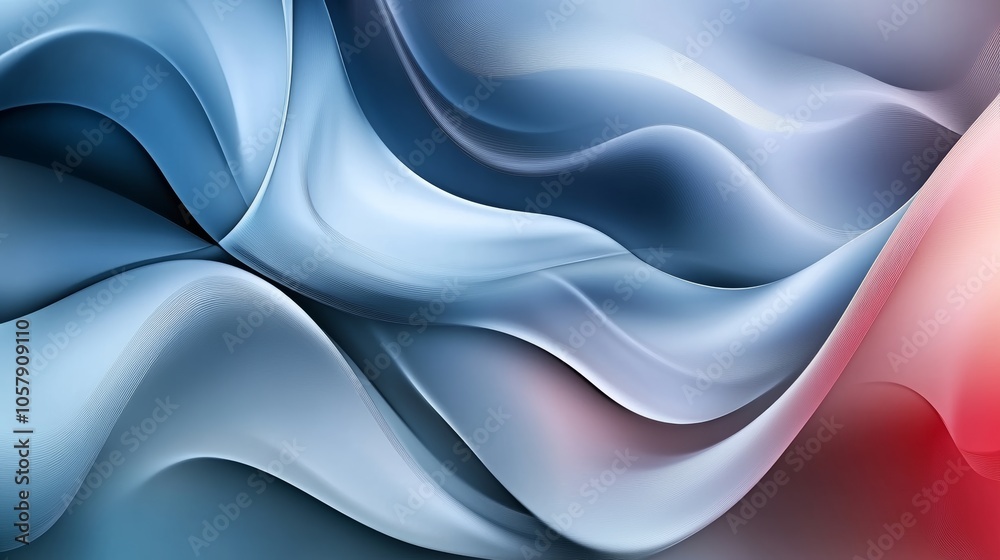 Fototapete Abstract curved shape background with flowing lines and organic patterns. Presented with soft gradients and subtle shadows for a soft and elegant effect.