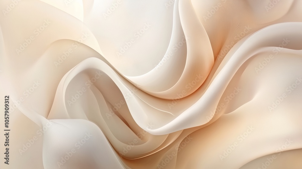 Fototapete Abstract curved shape background with flowing lines and organic patterns. Presented with soft gradients and subtle shadows for a soft and elegant effect.