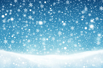 Fototapeta premium a magical winter scene with snowflakes dancing in the blue sky