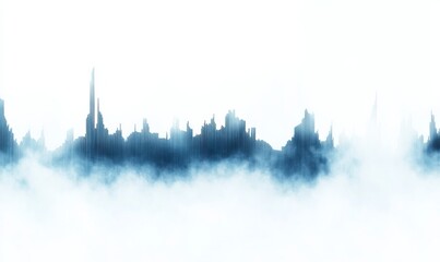 Simple blue and white graph of audio waveforms, visually representing the spectrum of music with sharp spikes reflecting analog tones.