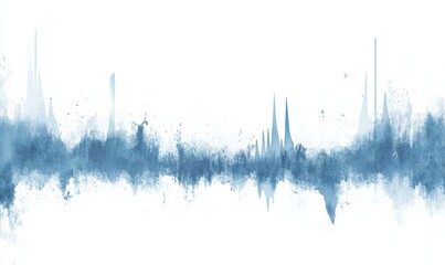 Simple blue and white graph of audio waveforms, visually representing the spectrum of music with sharp spikes reflecting analog tones.
